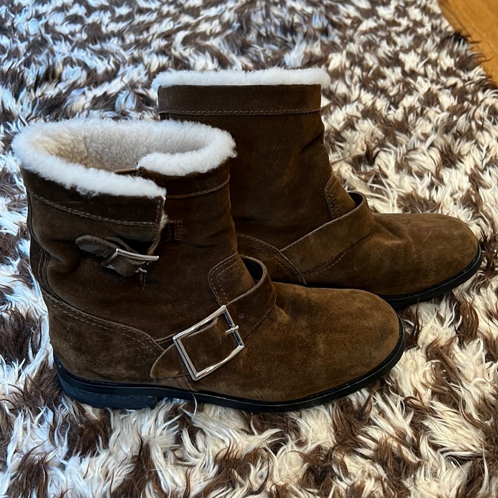 Jimmy Choo Youth Suede and Shearling Moro Boots